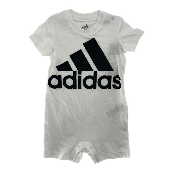 Adidas White Logo Short Sleeve Athletic Romper - Picture 2 of 5